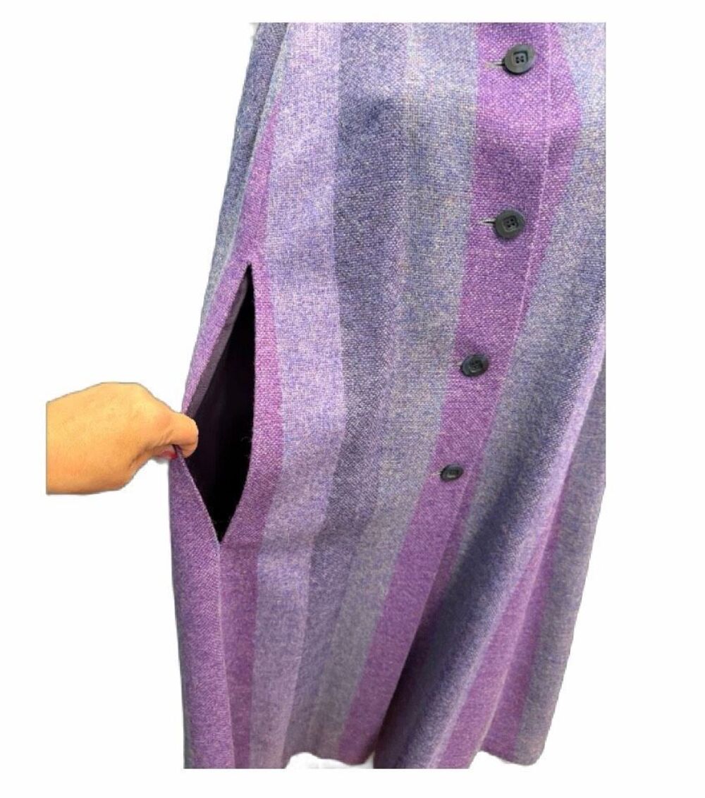 Avoca Collection Ireland Wool Purple Striped Cape Women’s size Small - Picture 4 of 5